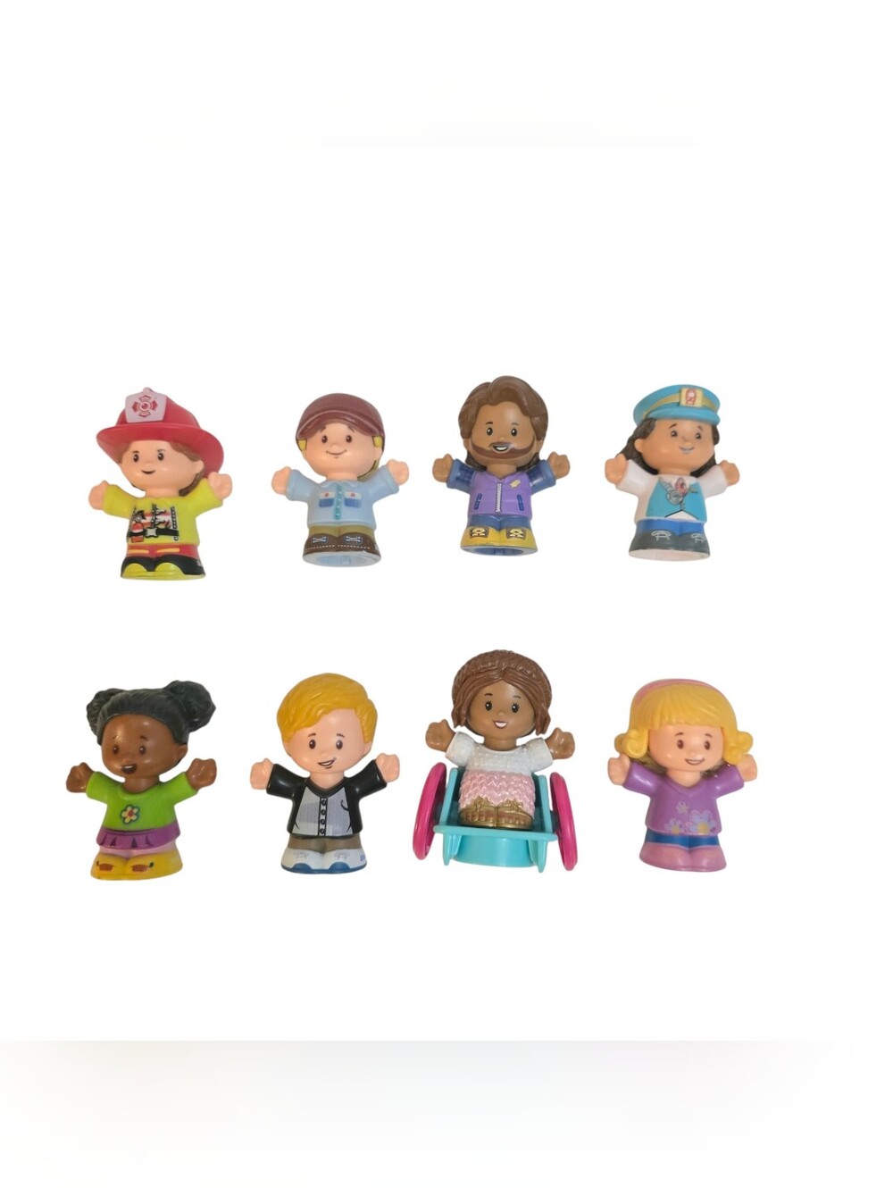 Fisher Price Little People Lot Of 8 Figures Firefighter Train Conductor Toys Set